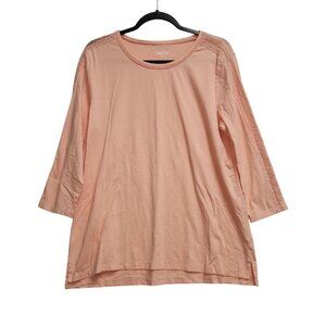 Lands End Womens Light Pink Crochet Sleeve Tunic Top L 2380